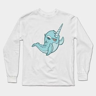 Happy Little Narwhal Waves Hi! Long Sleeve T-Shirt